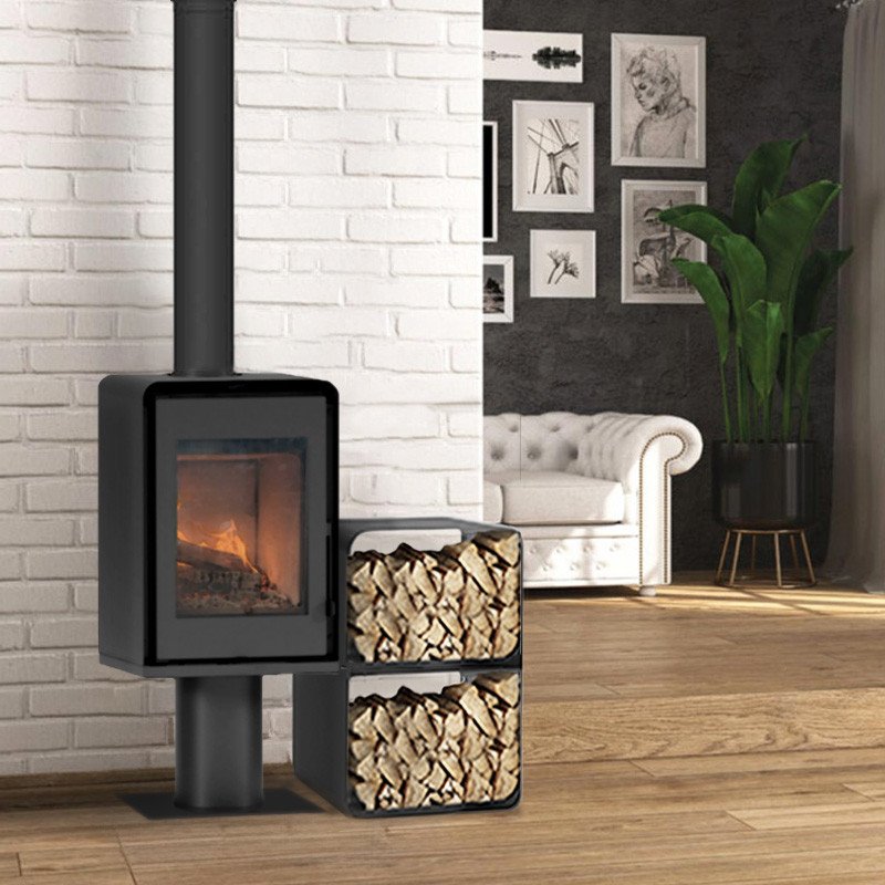 Poêle à bois Domino avec pied et module 2 étages 8,5 kw ETNA Wood