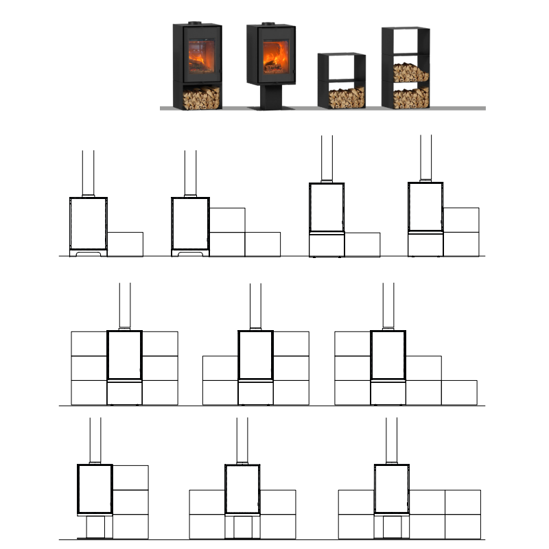 Poêle à bois Domino avec range bûche et module 2 étages 8,5 kw ETNA Wood – Image 2