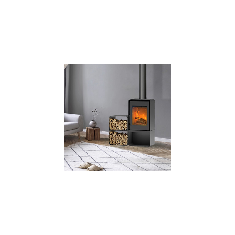 Poêle à bois Domino avec range bûche et module 2 étages 8,5 kw ETNA Wood