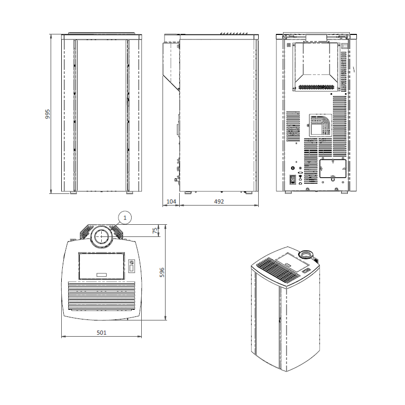 Poêle à granulés étanche (sortie dessus concentrique) Cristallo Silenzio Up 9.2 kw ETNA Luxe – Image 3